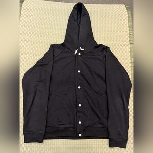 Freeman Seattle Snap Button Terry Hoodie Black Men's Size Medium Made in USA